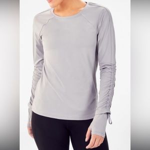 Fabletics Cashel Adjustable Long-Sleeve Top II in Haze Gray Size L EUC!